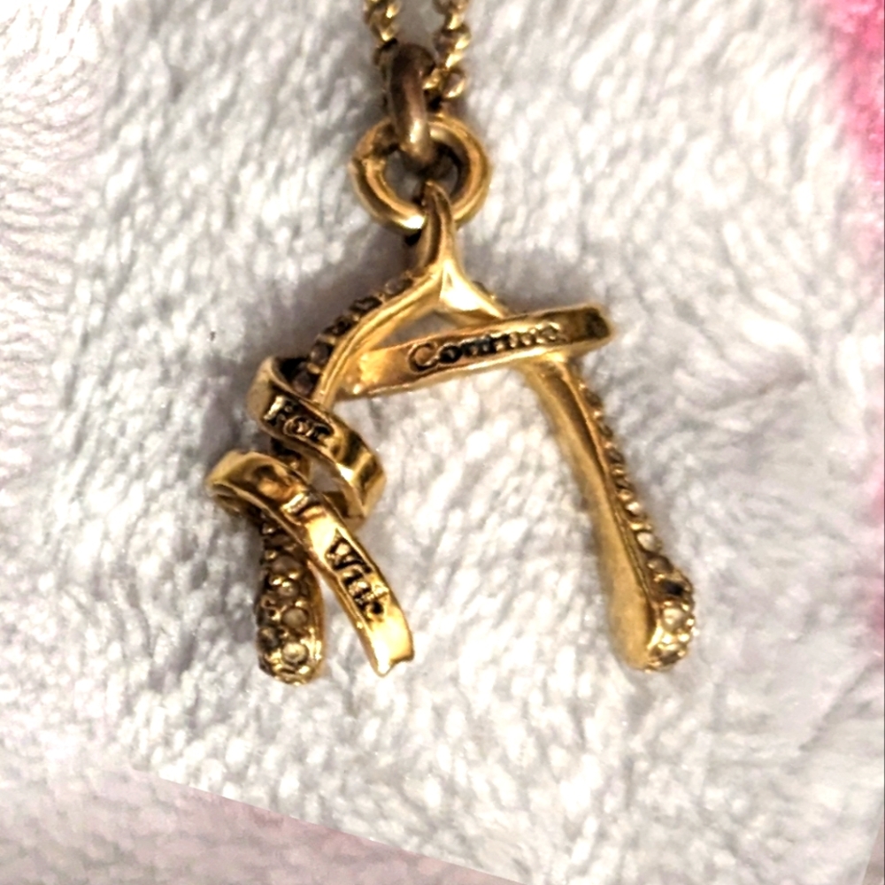 Juicy Couture Golden Wishbone Pendant Necklace